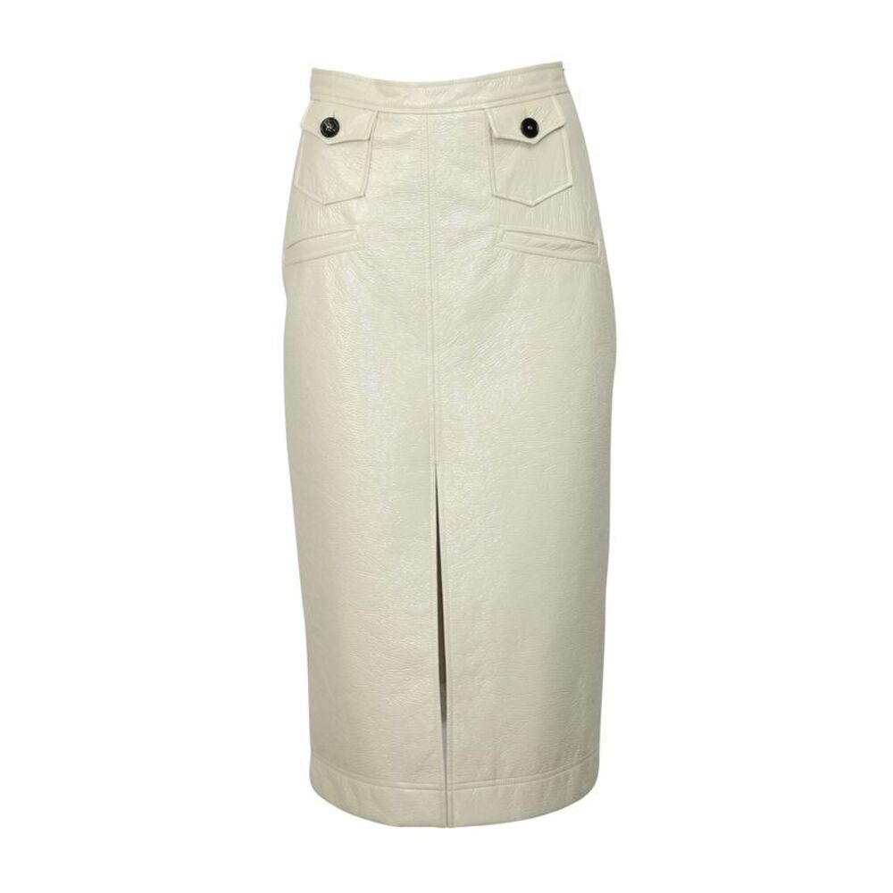 Alexa Chung Midi Pencil Skirt in White Cream PVC
